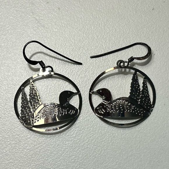 Silver Duck Mallard Earrings - Picture 1 of 4